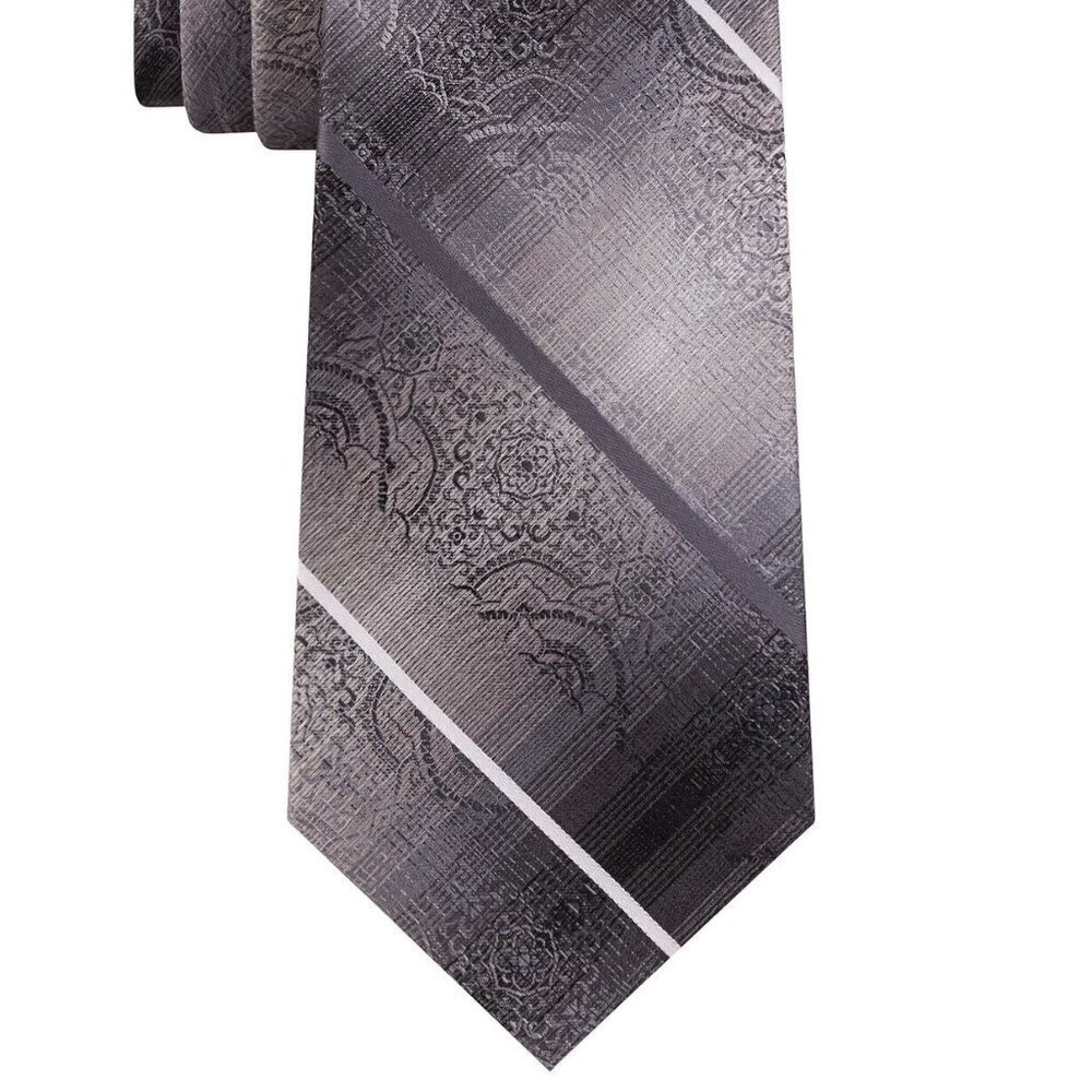 T52 Van Heusen Black Silver Men's The Girbaran Medallion Tie